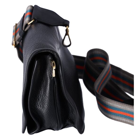 PRADA Vitello Daino Flap Crossbody Bag Black Leather - Picture 2 of 11